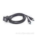 CUSTOM Male-Female Waterproof Flush Mount Dual USB3.0 Cable